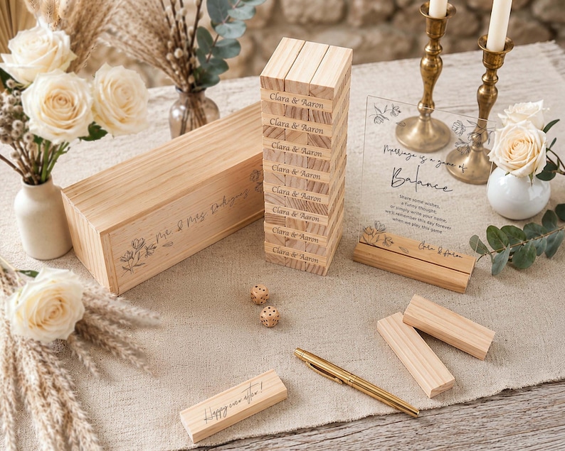 Wedding Guest Book Alternative, Personalized Wood Block Guestbook Set, Custom Wedding Decor, Unique Wedding Gift [N] [W] image 6