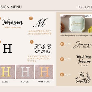 Caja de terciopelo personalizada para anillos, portador de anillos personalizado, caja para anillos de compromiso y boda, caja para anillos con monograma, caja para anillos de la Sra., votos matrimoniales grabados imagen 3