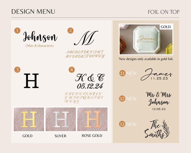 Caja de terciopelo personalizada para anillos, portador de anillos personalizado, caja para anillos de compromiso y boda, caja para anillos con monograma, caja para anillos de la Sra., votos matrimoniales grabados imagen 3