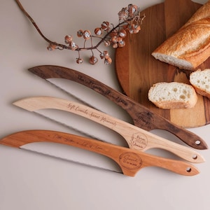 Personalized Sourdough Gift, Engraved Bread Bow Knife, Walnut Sourdough Cutter, Baking Gift [N]