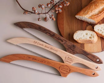 Personalized Sourdough Gift, Engraved Bread Bow Knife, Walnut Sourdough Cutter, Baking Gift [N]