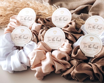 Bridesmaid Satin Scrunchies | Bridesmaid Gifts | Diamond Tag Hair Scrunchies | Bachelorette Party| Green Bridesmaid | Silk Scrunchies