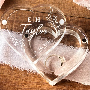 Wedding Ceremony Ring Box | Heart Shaped Acrylic Ring Box | Personalized Ring Box | Engagement Ring Box | Custom Engraved Ring Bearer