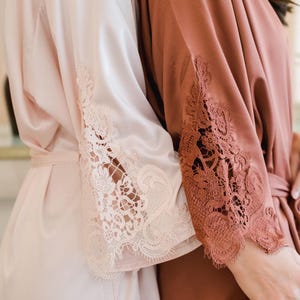 Classy Lace Bridesmaid Robes | Lace Trim | Bridesmaid Proposal | Wedding Party Gifts | Custom Robes | Bachelorette Party | Bridal Robes&lt;N&gt;