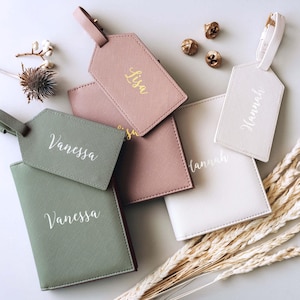 Personalized Luggage Tag  | Saffiano Leather Passport Cover | Custom Gifts for Mom | Personalized Gift for Her | Mother's Day Gifts<2D>