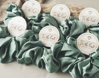 Bridesmaid Satin Scrunchies | Bridesmaid Gifts | Diamond Tag Hair Scrunchies | Bachelorette Party| Green Bridesmaid | Silk Scrunchies