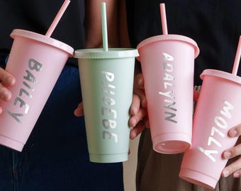 Spersonalizowane plastikowe kubki dla druhen, spersonalizowane kubki z imionami, prezenty na wieczór panieński, plastikowe kubki dla druhen, kubek na wieczór panieński