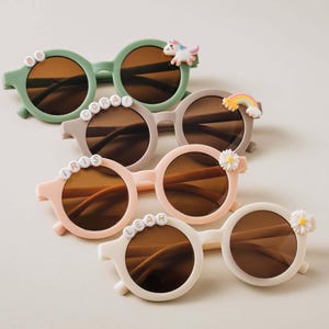 Unicorn Baby Sunglasses | Flower Girl Custom Name Sunglasses | Birthday Gift for Toddler | Kids Gift | Floral Daisy Baby Sunglasses