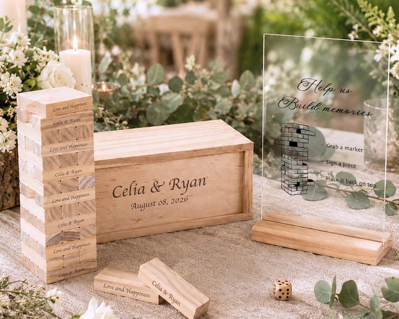 Wedding Guest Book Alternative, Personalized Wood Block Guestbook Set, Custom Wedding Decor, Unique Wedding Gift [N] [W] image 5