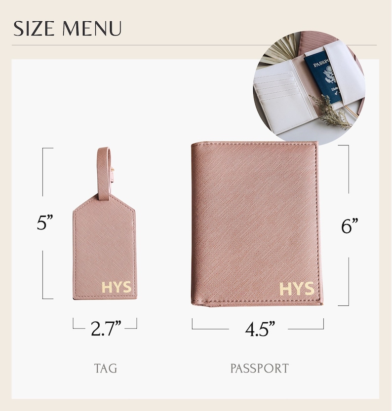 Personalized Luggage Tag Saffiano Leather Passport Cover Custom Gifts for Mom Best Friend Gifts for Women Travel Valentines Gifts image 4