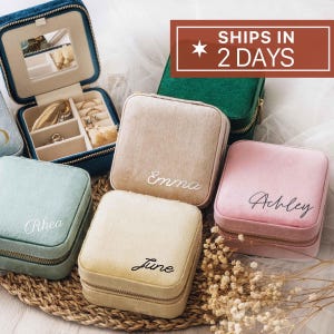 Portagioielli personalizzato in velluto, regali per damigelle d'onore / Portagioielli da viaggio / Proposta di matrimonio per damigelle d'onore / Regalo per la sposa / Regali per la mamma