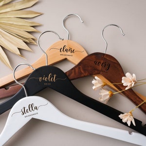 Custom Bridal Wedding Hanger | Personalized Wedding Dress Hanger for Her | Bridesmaid Hanger | Engraved Wedding Hanger | Bridesmaid Proposal