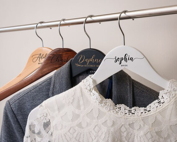Custom Bridal Hanger Bridesmaid Hangers Personalized Wedding Dress Hanger for Her Engraved Wedding Hangers Bridesmaid Proposal Etsy