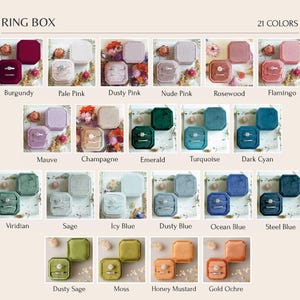 Caja de terciopelo personalizada para anillos, portador de anillos personalizado, caja para anillos de compromiso y boda, caja para anillos con monograma, caja para anillos de la Sra., votos matrimoniales grabados imagen 2