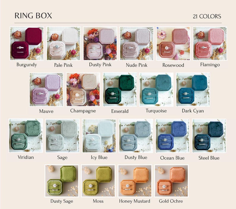 Caja de terciopelo personalizada para anillos, portador de anillos personalizado, caja para anillos de compromiso y boda, caja para anillos con monograma, caja para anillos de la Sra., votos matrimoniales grabados imagen 2