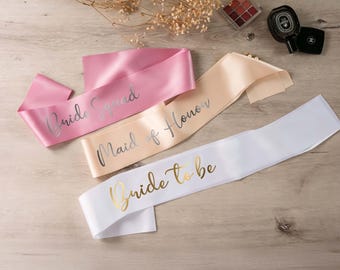 Bridal Sash Personalized, Bachelorette Party Favors, Bride to Be Sash [N]
