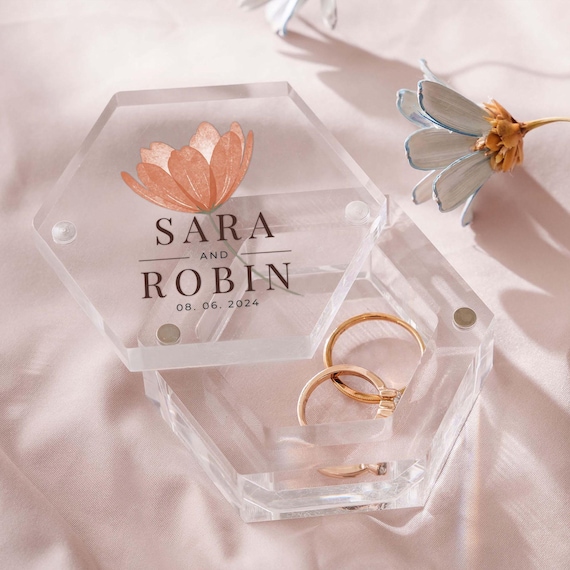 Personalized Ring Bearer Custom Acrylic Ring Box Colored