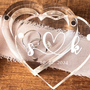 Heart Shaped Acrylic Ring Box | Personalized Ring Box | Wedding Ceremony Ring Box | Engagement Ring Box | Custom Engraved Ring Bearer