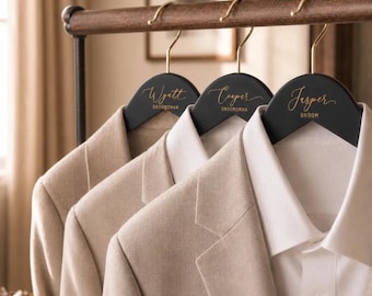 Wedding Party Hangers, Custom Engraved Groom and Groomsman Suit Hanger