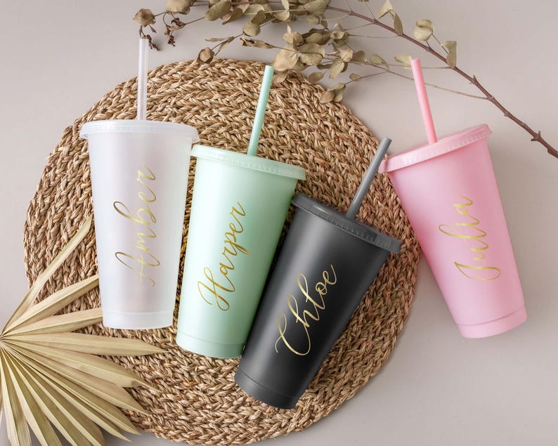 Vasos personalizados para damas de honor, vaso para despedida de soltera, vaso térmico de 710 ml con nombre, propuesta para damas de honor, recuerdos para fiestas de verano. imagen 5