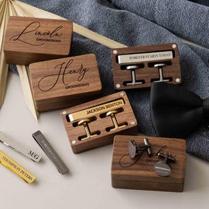 Personalized Cufflinks & Tie Clip Set, Engraved Groomsmen Gifts, Father's Day gift 2026