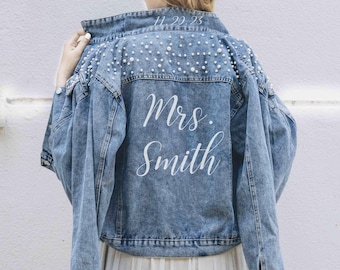 Bride Denim Jacket, Bride Jean Jacket, Future Mrs Jacket, Personalized Jacket, Wedding Jean Jacket,Wedding Gift for Bride, Something Blue