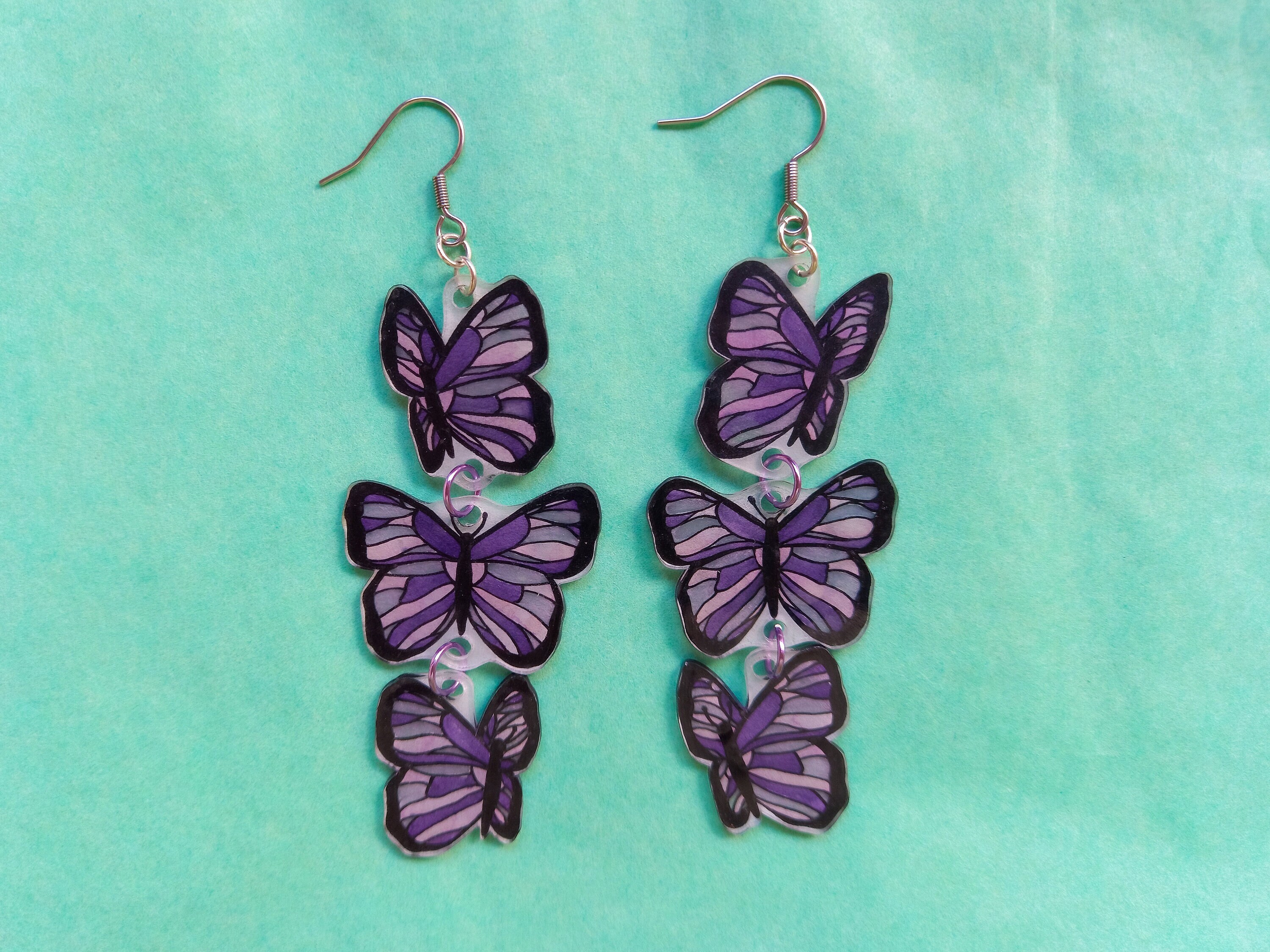 Faux Butterfly Wing Earrings with Resin