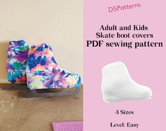 Diy Skate boot covers sewing pattern PDF - for artistic roller skates and figure skates - sizes for adult and kids instant Download