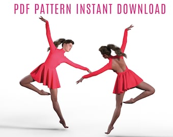 Dance Dress Sewing Pattern: Open Back, High Collar (PDF Pattern)