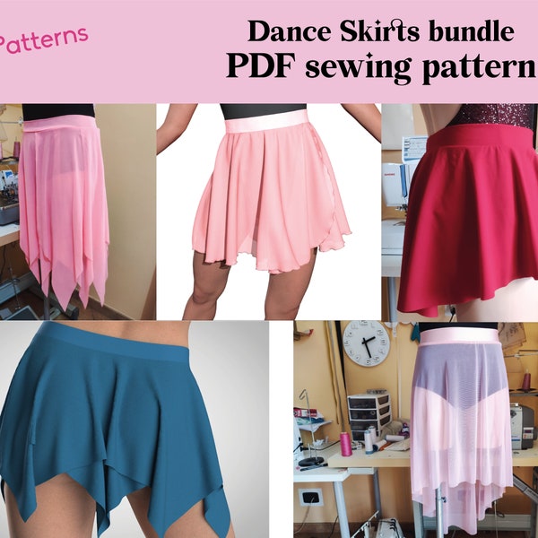 DIY Dance Skirts PDF sewing pattern BUNDLE - 5 sewing patterns included - girl and woman sizes - instant download