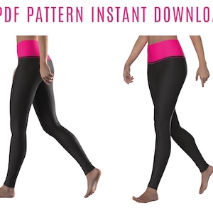DIY Leggings sewing pattern PDF  - High waist - instant DOWNLOAD