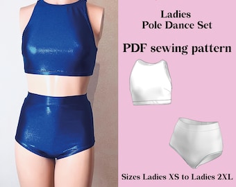 Pole Dance Set Sewing Pattern – Halter Top & High Waist Shorts (PDF Download)