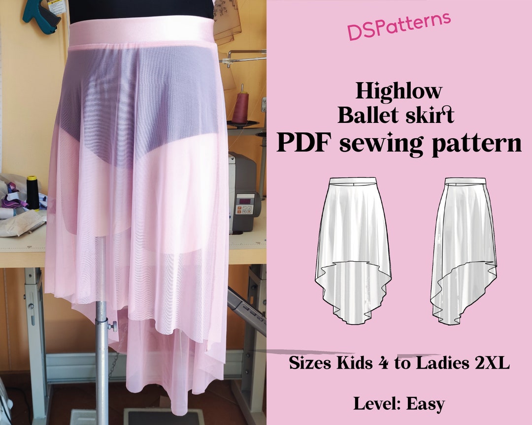 Diy Highlow Ballet Skirt Sewing Pattern PDF Asymmetric Dance Skirt