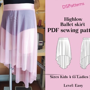 Diy High-low Ballet skirt sewing pattern PDF  - Asymmetric dance skirt skirt instant Download