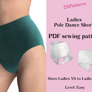 DIY pole dance shorts sewing pattern PDF  - High waist - instant DOWNLOAD
