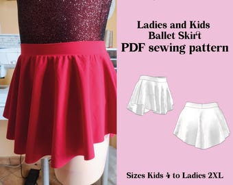Patrón de costura en PDF para falda de baile DIY - Falda de ballet asimétrica SAB (descarga instantánea)