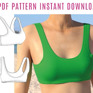 Diy scoop neck bikini top sewing pattern PDF - instant DOWNLOAD