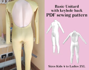 Unitard Sewing Pattern - Lycra Dance Catsuit with Keyhole Back (PDF Pattern)