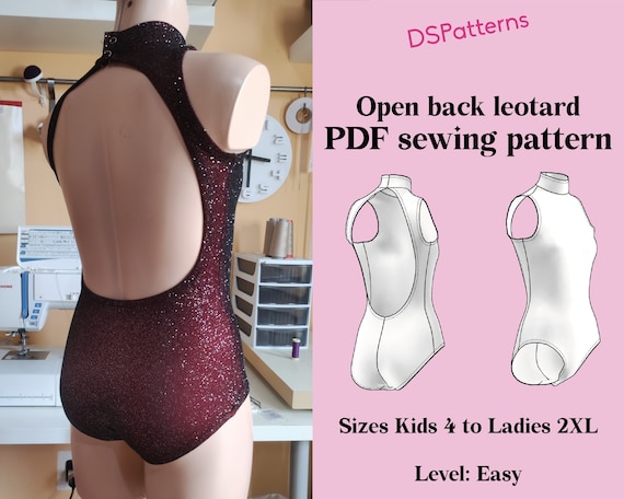 Diy Dance Leotard Sewing Pattern PDF Leotard With Open Back and High Collar  Instant Download 