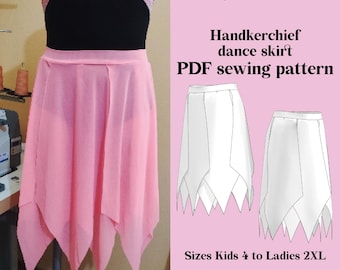 Diy Dance skirt sewing pattern PDF  - handkerchief ballet skirt instant Download