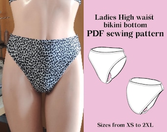 High Waist Bikini Bottom Sewing Pattern – Retro 80s 90s (PDF Pattern)