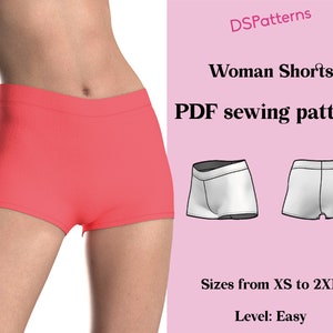 DIY shorts sewing pattern PDF  - High waist - instant DOWNLOAD