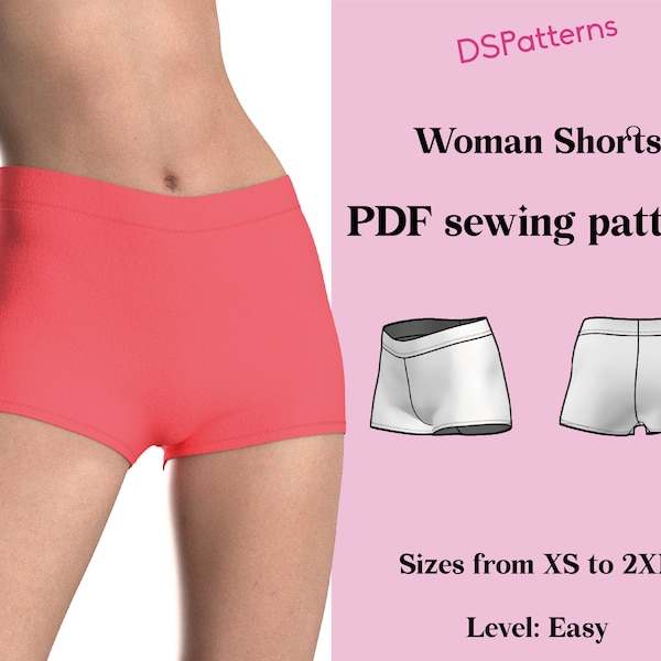 DIY shorts sewing pattern PDF  - High waist - instant DOWNLOAD