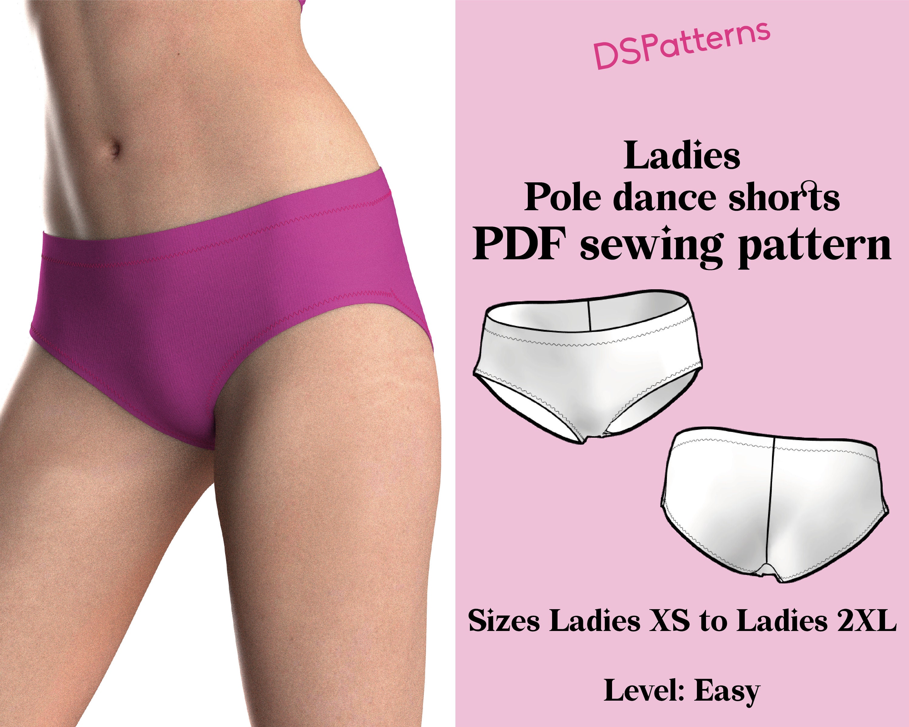 Sewing Pattern for Women's Boxer Briefs Sizes XS to 4XL Sewing