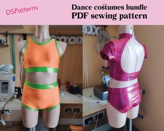 DIY Dance costumes PDF sewing pattern BUNDLE - 2 sewing patterns included - kids 4-16 sizes - instant download
