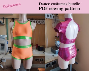 DIY Dance costumes PDF sewing pattern BUNDLE - 2 sewing patterns included - kids 4-16 sizes - instant download