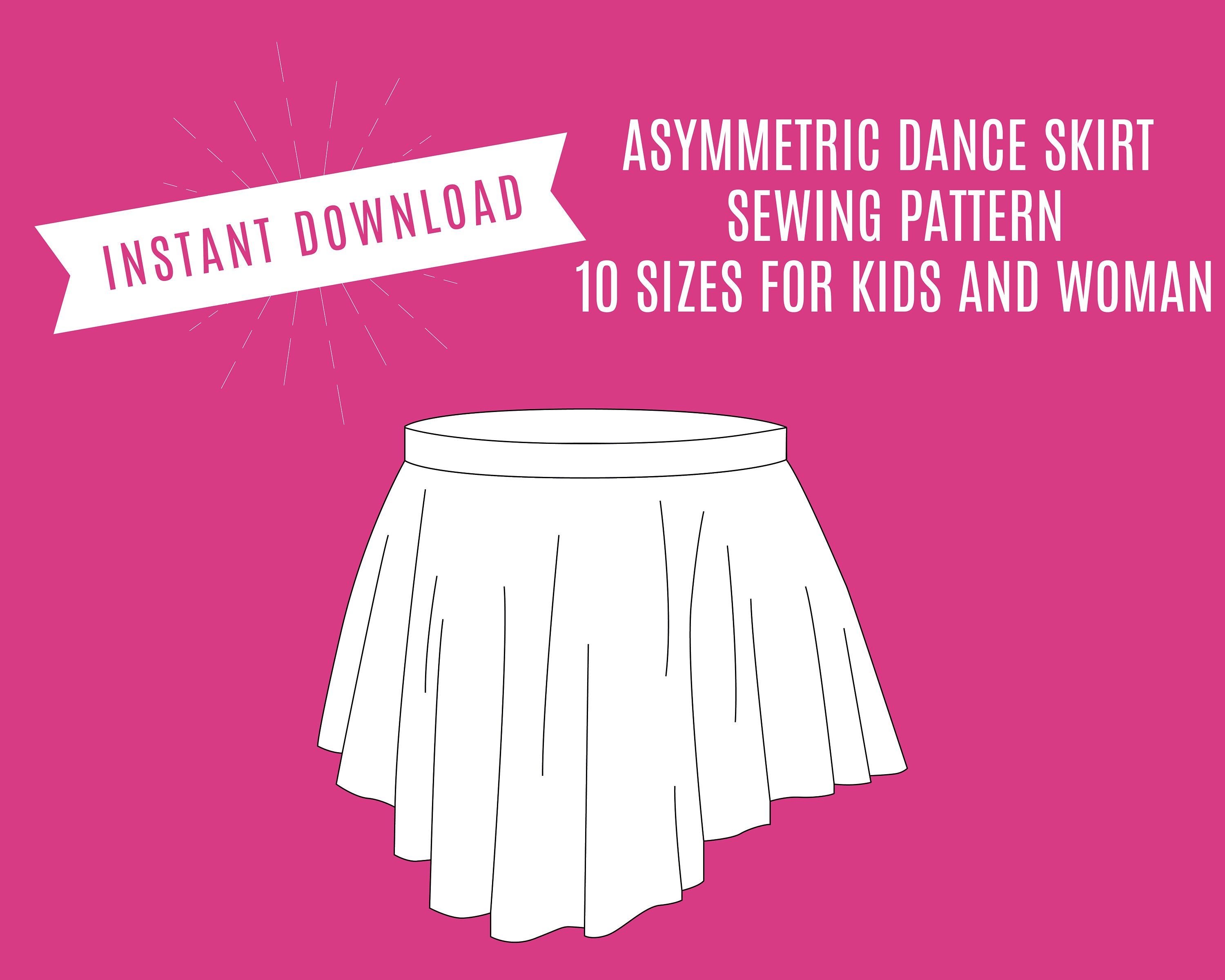 Instant DOWNLOAD Dance skirt sewing pattern PDF Asymmetric Etsy