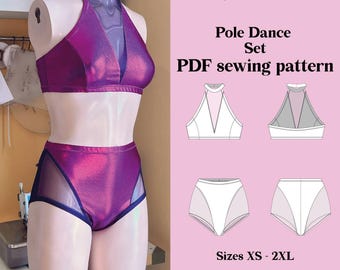 Pole Dance Outfit Sewing Pattern – Halter Top & Mesh Shorts (PDF Pattern)