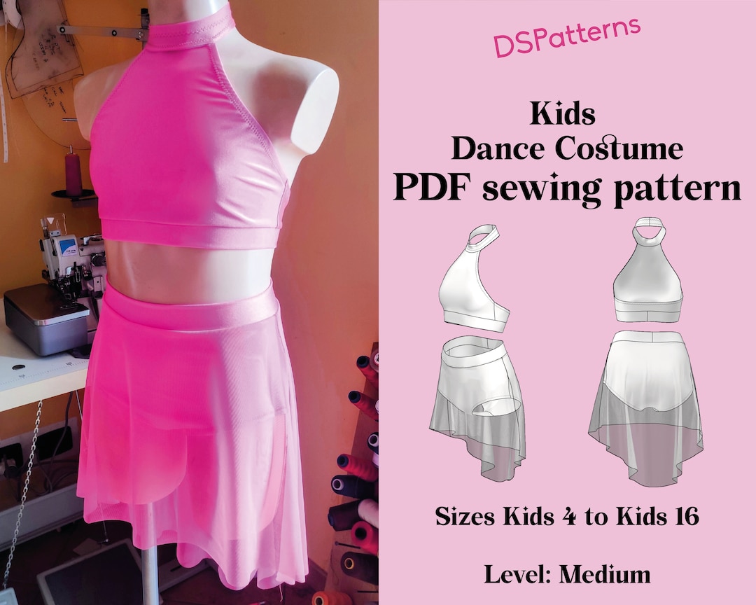 DIY Kids Lyrical Dance Costume Sewing Pattern PDF - Sizes 4-16 - Halter ...