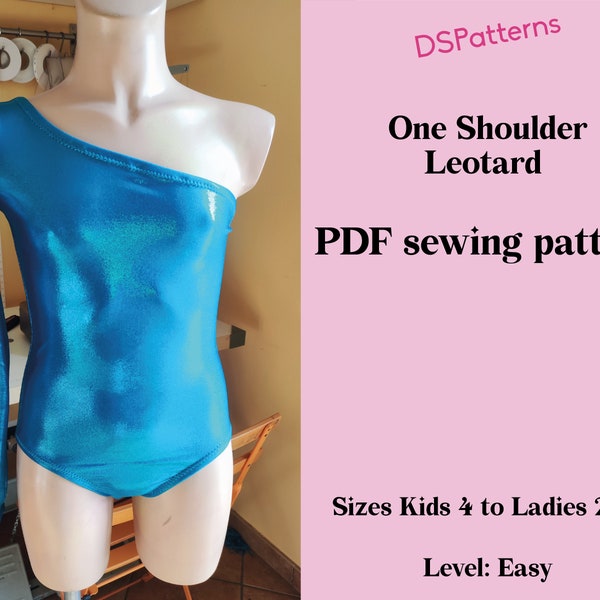 SEWING PATTERN Dance Leotard PDF  - One shoulder leotard instant Download